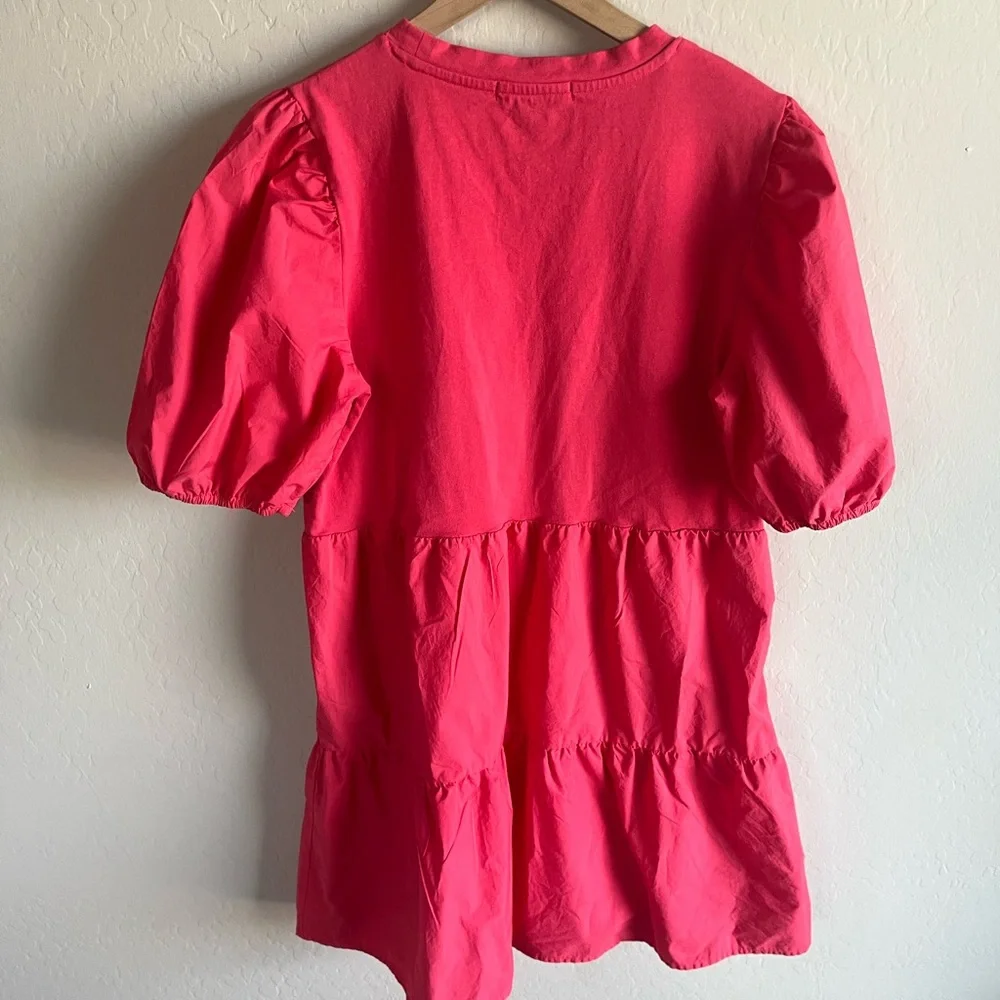 Sanctuary Pink Ruffled Tiered Poplin Sundress Womens Size L